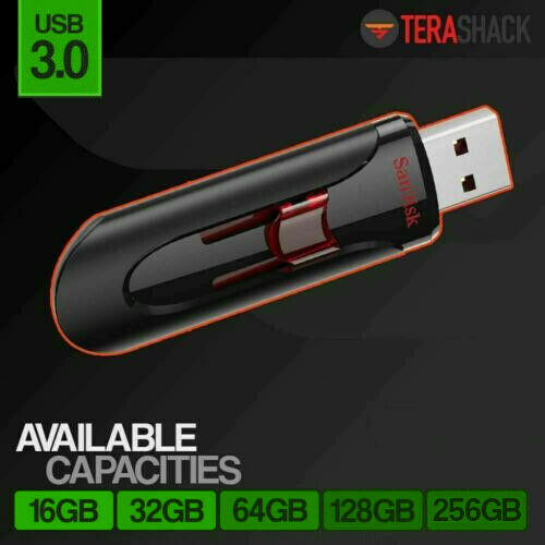 SanDisk Cruzer Glide USB 3.0 16GB 32GB 64GB 128GB 256GB Flash Drive Memory Lot. Available Now for $135.99