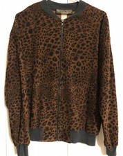 Marshall Rousso Leopard Jacket Zip Up Bomber Style Medium