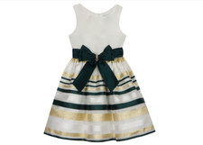 Rare Editions Girls Striped Metallic Skirt Dress Green Size 10