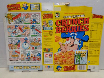 Cereal box 1986 Cap'n Crunch BLOBOTS prize flat unused box vintage