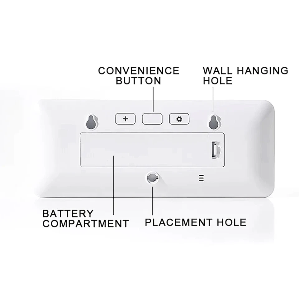 Digital LED Wall Clock Alarm Humidity Temperature Display Desktop Clock Large - Image 2 of 4