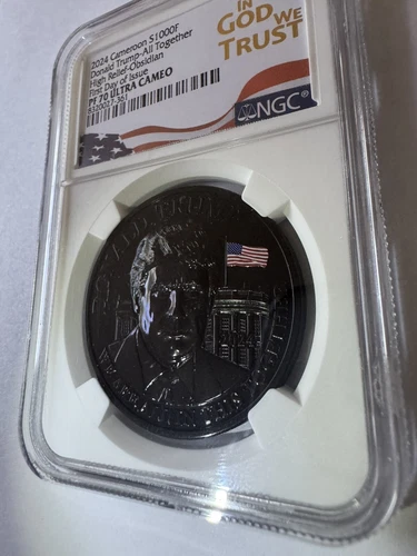 2024 Cameroon 1000F 1oz Proof Obsidian Donald Trump NGC PF70 UCAM 1st Day
