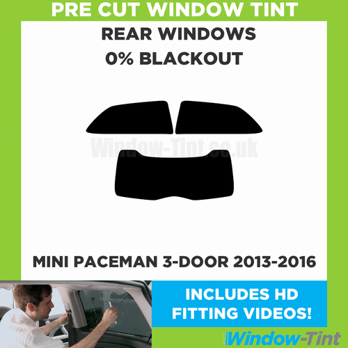 For Mini Paceman 3-door 2013-2016 Pre Cut Window Tint Rear 0% Blackout Film - Picture 1 of 10