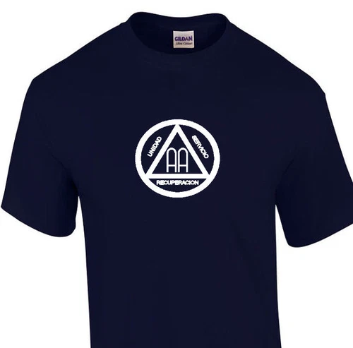 Alcohol Anonymous Spanish Logo T-shirt Navy Blue White Servicio Unidad Shirt - product listing photo