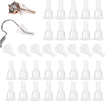 60 PCS Full-Cover Silicone Earring Backs for Studs, Clear Earring Backs Clear Ru