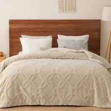 PHF Tufted Sherpa Fleece Blanket Queen Size, 510GSM Warm Blanket for Winter, ...