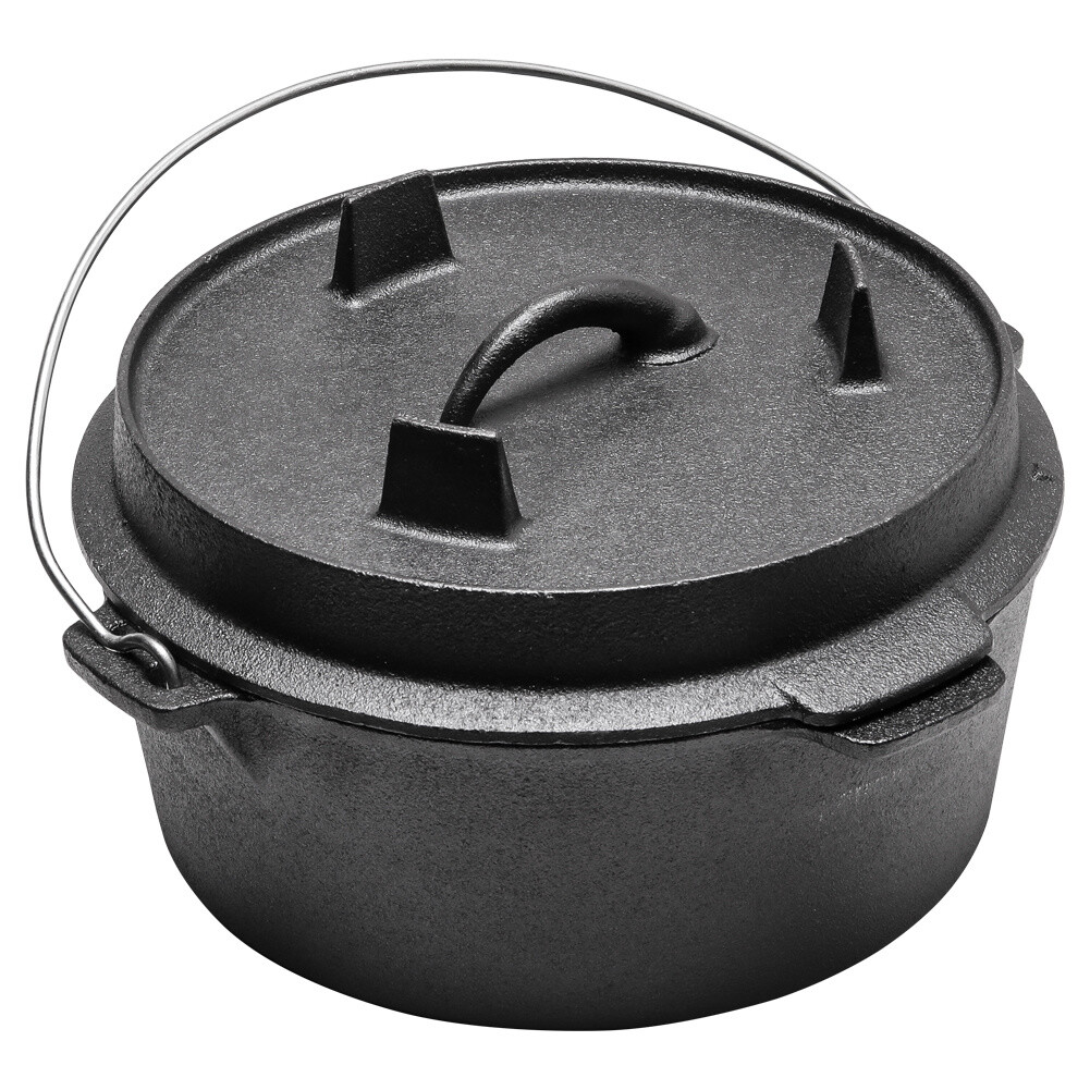 Dutch Oven Cast Iron Camping Casserole Pots Stockpot Grill Pan with Lid