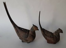 Antique Japanese Meiji Pheasant Shaped Metal Incense Burners
