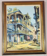 New Orleans Louisiana Colored Print MALCOLM PAUL NEWMAN Royal Street Framed