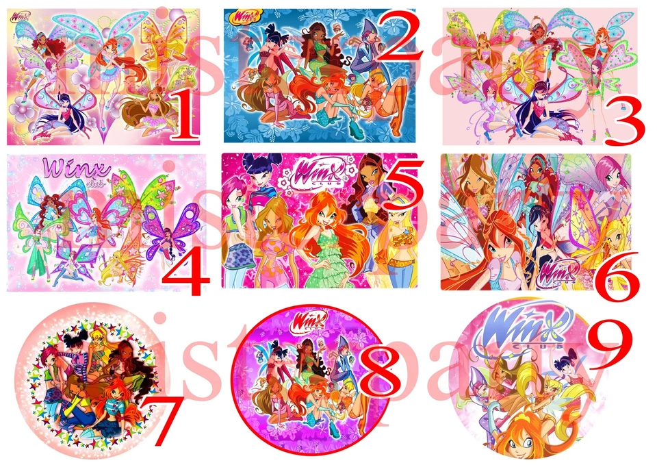 Cialda - Ostia per torte Winx Anche tonda e personalizzabile Anche A3