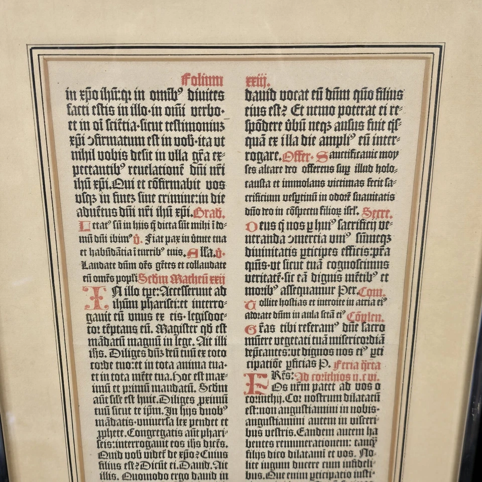 Antigua página de misal alemán enmarcada Foto 3 de 4