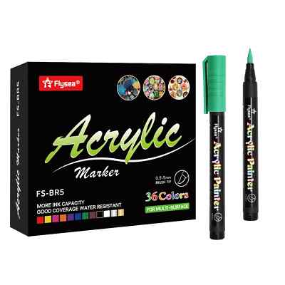 12/24/36 Colors Brush Tip Acrylic Paint Pens for Lettering and Creative Painting