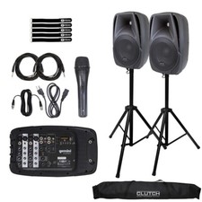 Gemini DJ ES-210MX-BLU PA System with Heavy Duty Tripod Stands