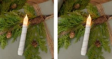 6.5" White Flair Tip Hanging Taper Candle Set of 2 Battery with Timer