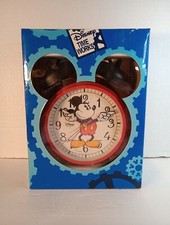 Disney Time Works Mickey Mouse Retro Quartz Red Alarm Clock NIB