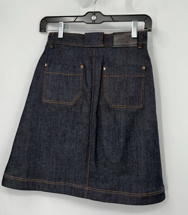 Minifalda con botones de costura expuesta de mezclilla oscura talla 34 talla 34 Foto 4 de 4