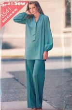 BUTTERICK 3541 See Sew VTG 80s Tunic Pants Loose V Ties 14 16 18 UNCUT Pattern
