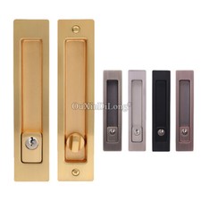 Recessed Sliding Door Lock Hidden European Mortise Pocket Door Hook Lock set Key