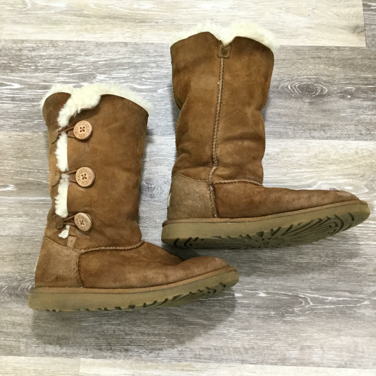 UGG Button & Loop Sherpa Lined Brown Classic Tall… - image 3