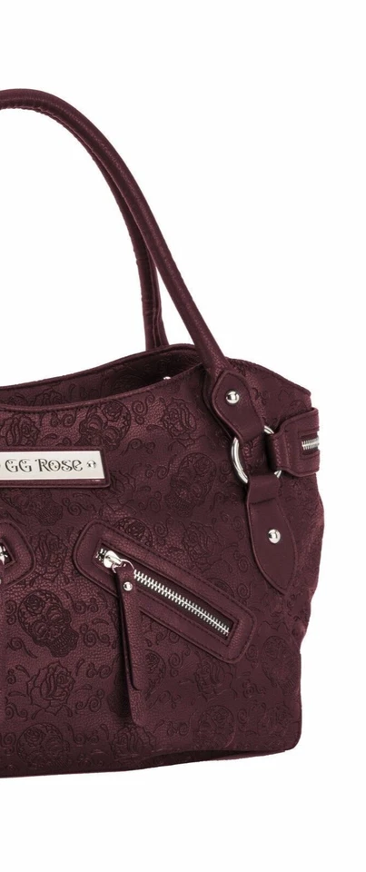 Bolso de Mano Rock Rebelde Calavera de Azúcar Repujado Punk Tatuaje Gótico Victoriano Vino Foto 3 de 3