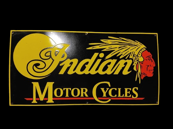 Porcelain Indian Motor Cycles  Enamel Metal Sign Size 36