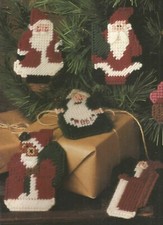 Plastic Canvas Patterns Christmas Tree Trims Ornaments Santa Snowmen Angel E51