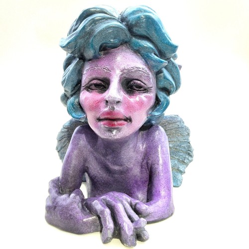 Angel Sculpture in Weatherproof Concrete, Angel Taking a Cigarette Break - Picture 14 of 14