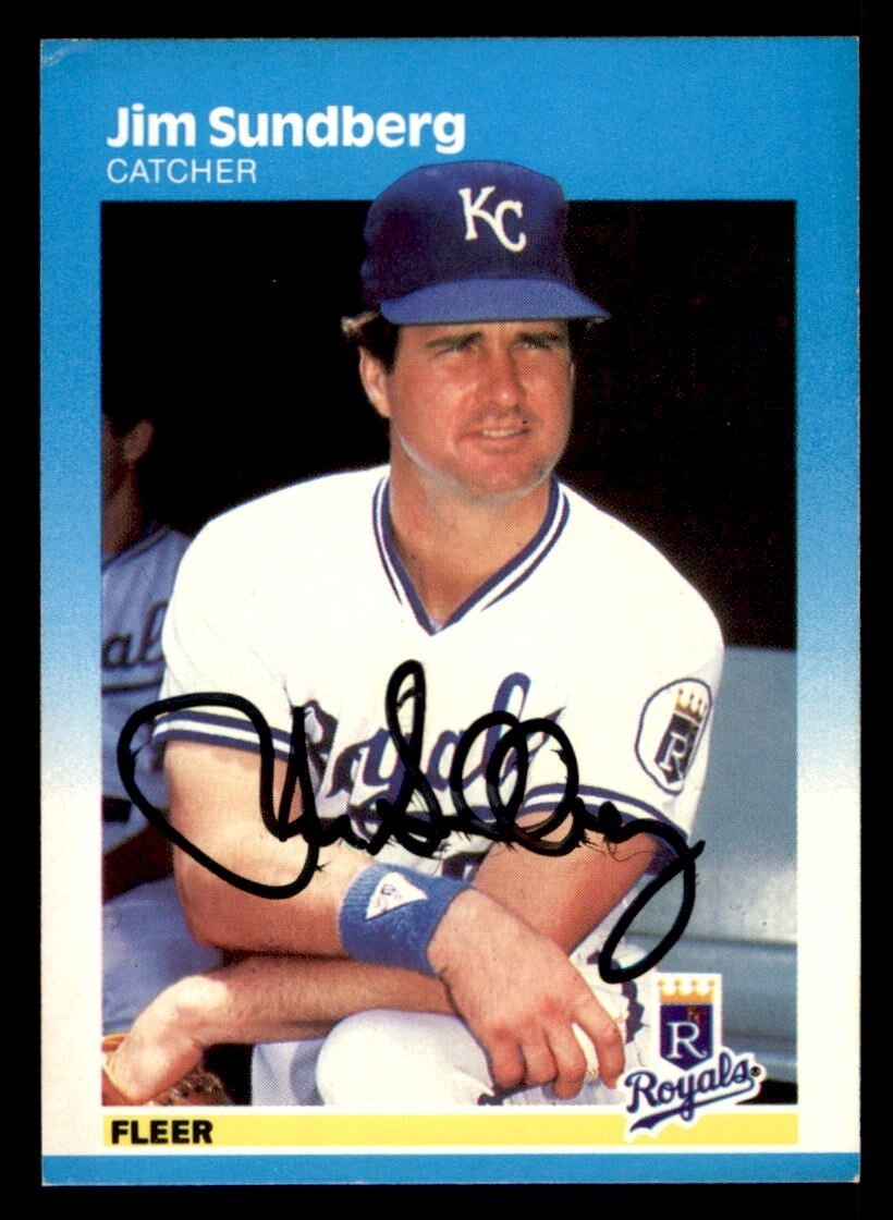 1987 Fleer Baseball #382 Jim Sundberg Signed Autograph (no COA)