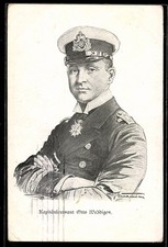 Artist postcard Captain Lieutenant Otto Weddigen in portrait, commander of the submarine  