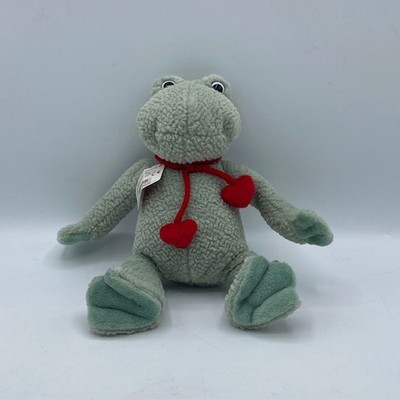 Gund Stumpy The Frog Plush Toy 12'' Soft Green Red Hearts Stuffed Animal Toy 