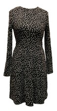 M&S Dress UK8 Black Mix Fit and Flare Regular Length New with Tags