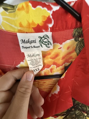 Vintage MAKANI Hawaiian Shirt 3XL Floral Red Men's Designed In HAWAII Aloha New - Picture 2 of 5