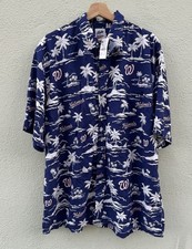 Reyn Spooner Washington Nationals Navy Blue Short Sleeve Polo Hawaiian Shirt XL