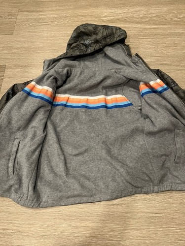 OshKosh Bgosh Boys 7 Camo Dinosaur Reversible Fleece Hooded Full Zip Jacket - Picture 3 of 5