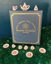 Reutter Porzellan Miniature Tea Service 16 Pieces Dollhouse Set in Original Box
