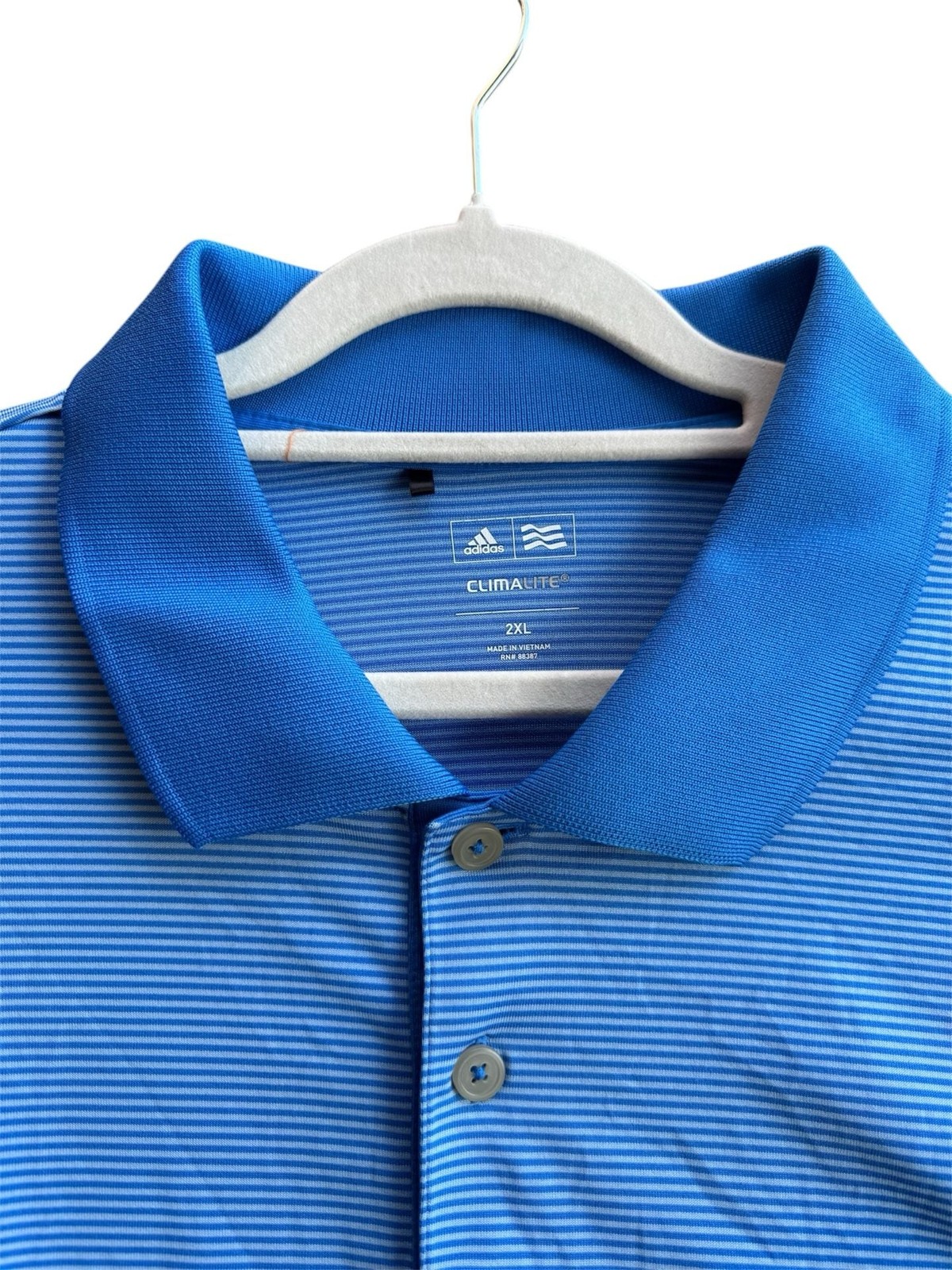 Adidas Golf Men's 2XL Climalite Blue Striped Short Sleeve Polo Shirt image 3