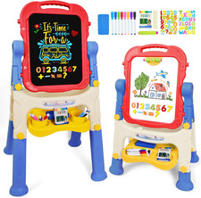 Art Easel for Kids Adjustable Toddler Easel Stand for Painting, Magnetic Double