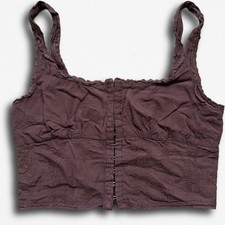 LA Hearts Brown Eyelet Corset Crop Top Hook and Eye XS