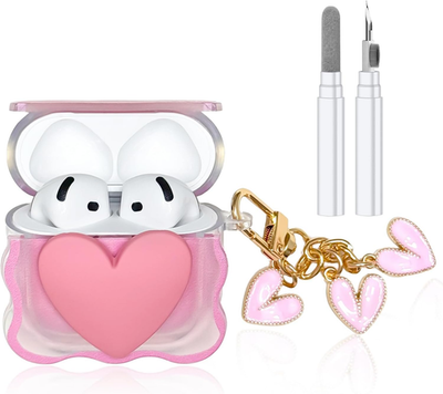 Airpod 4 Case Cute, 3D Heart-Shaped Design TPU Airpod Gen 4 Case