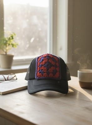 Handmade Acrylic Crochet Trucker Hat with A Stylish Baseball Cap