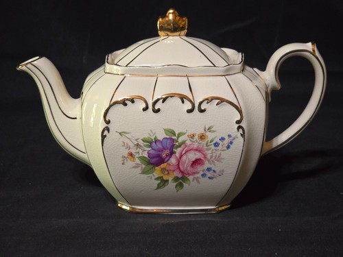 Sadler Cube Teapot 2097 Pink Rose Gold Gilt 4 Cup England