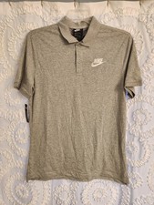 Nike Mens NWT grey standard fit short sleeve polo shirt size Medium 100 cotton
