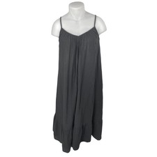 NEW Gap Black Sleeveless Tie Back Cotton Cami Camisole Tank Midi Dress Size L