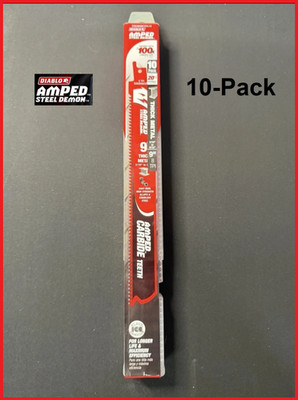 Diablo 9'' AMPED   Carbide Reciprocating Saw Zall Blades (DS0908CFA10) - 10 Pack