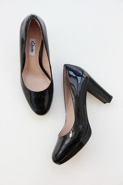 Women Clarks Heels Black Leather 37 #7C9N