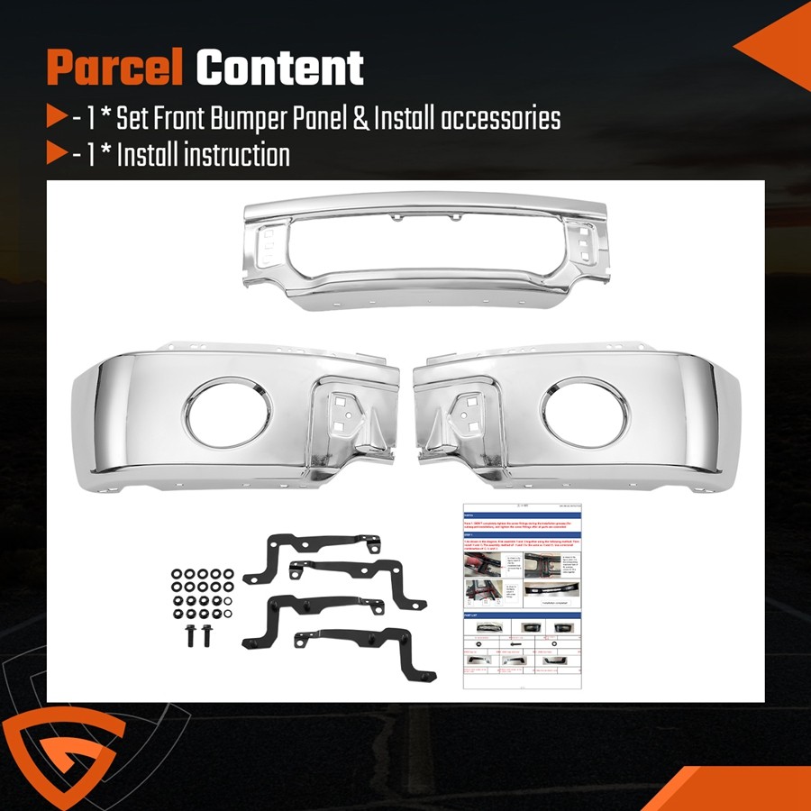 Front Bumper Cover Chrome Face Bar w/Fog Light Grille For 2021-2023