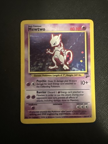 Pokemon TCG Mewtwo 10/130 Base Set 2 Holo Rare-SWIRL/MP