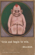Postal de colección El encanto de buena suerte Billiken, Sonríe y comienza a ganar, 1909