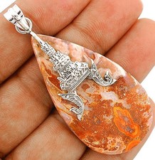 Temple Of Peace- Natural Fossil Jasper 925 Sterling Silver Pendant,