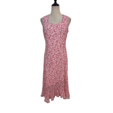 Y2k Dressbarn midi dress sz 12 pink floral sweetheart chiffon coquette soft girl